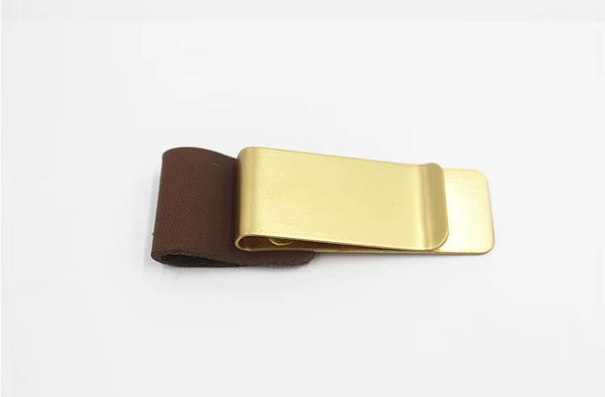 Pen Clip, Retro Metal and leather clip for Journal Notebook - Stainless Steel Pen Holder