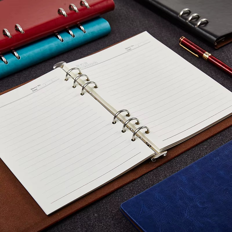Premium Leather Journal Notebook, Loose-Leaf Binder with 100 pages, in A4, A5, A6, and B5 Sizes - Detachable Notepad Stationery