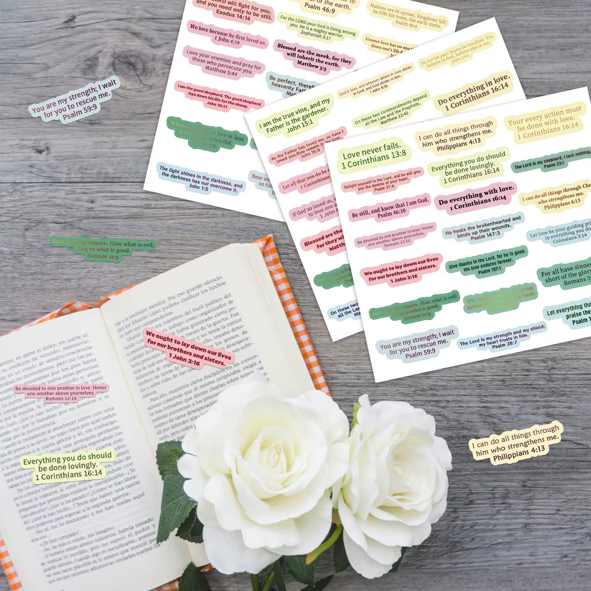 100Pcs Colorful Bible Verse Stickers,Religious Scripture Quotes Sticker,Inspirational Decorative Decals for Planner Scrapbooking