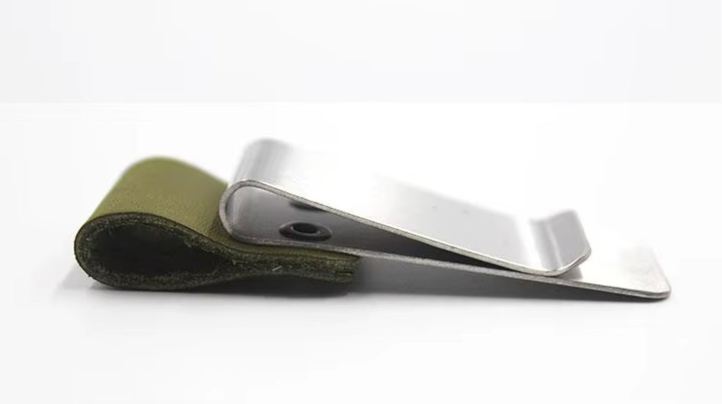 Pen Clip, Retro Metal and leather clip for Journal Notebook - Stainless Steel Pen Holder