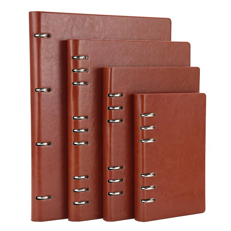 Premium Leather Journal Notebook, Loose-Leaf Binder with 100 pages, in A4, A5, A6, and B5 Sizes - Detachable Notepad Stationery