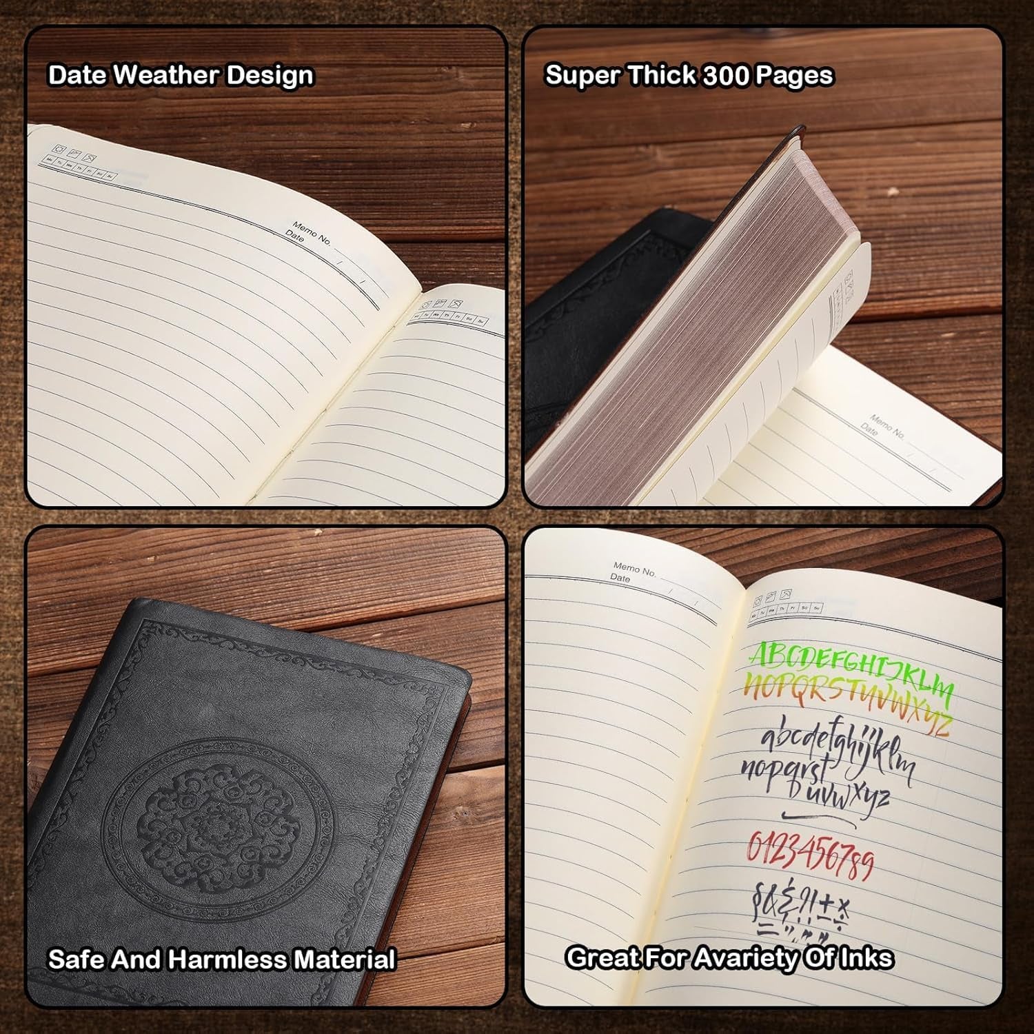 Leather Vintage Journal Notebook, 300 Pages, Leather Softcover Lined Journal