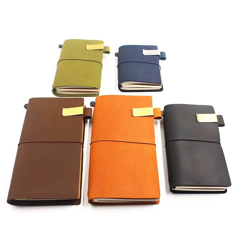 Pen Clip, Retro Metal and leather clip for Journal Notebook - Stainless Steel Pen Holder