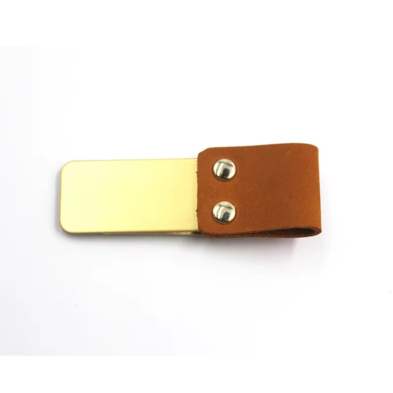 Pen Clip, Retro Metal and leather clip for Journal Notebook - Stainless Steel Pen Holder