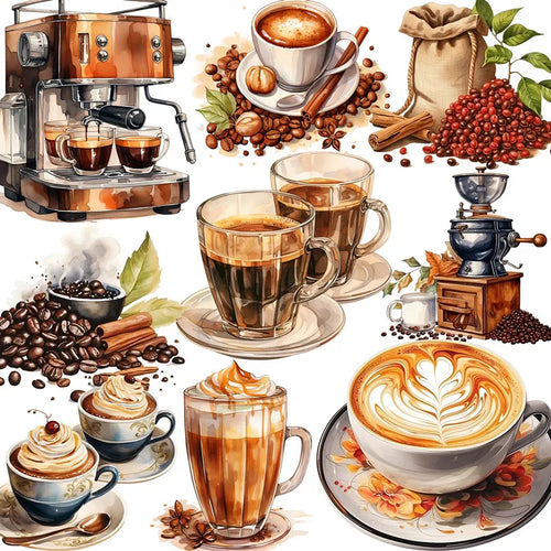 20Pcs/Pack Vintage Coffee Sticker DIY Craft Scrapbooking Album Junk Journal Decorative Stickers