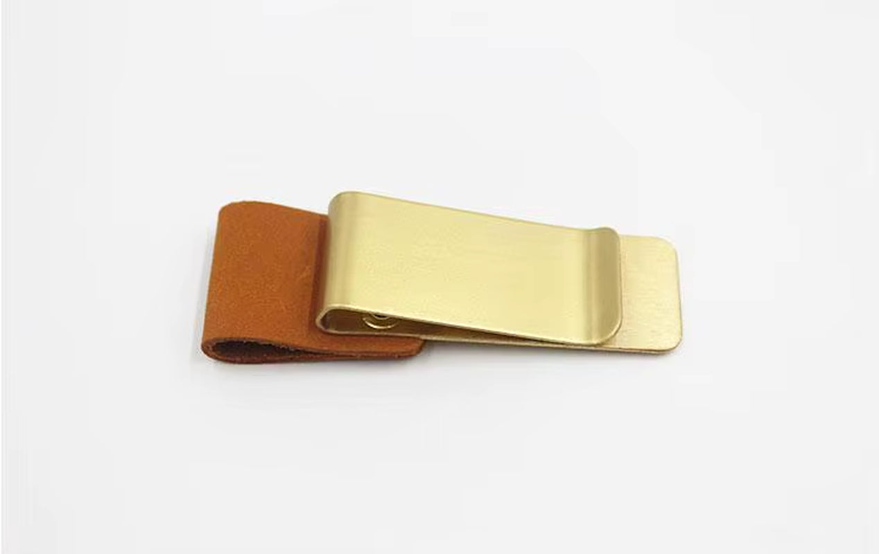 Pen Clip, Retro Metal and leather clip for Journal Notebook - Stainless Steel Pen Holder