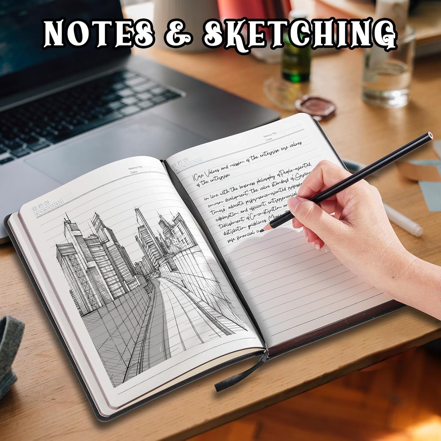 Leather Vintage Journal Notebook, 300 Pages, Leather Softcover Lined Journal