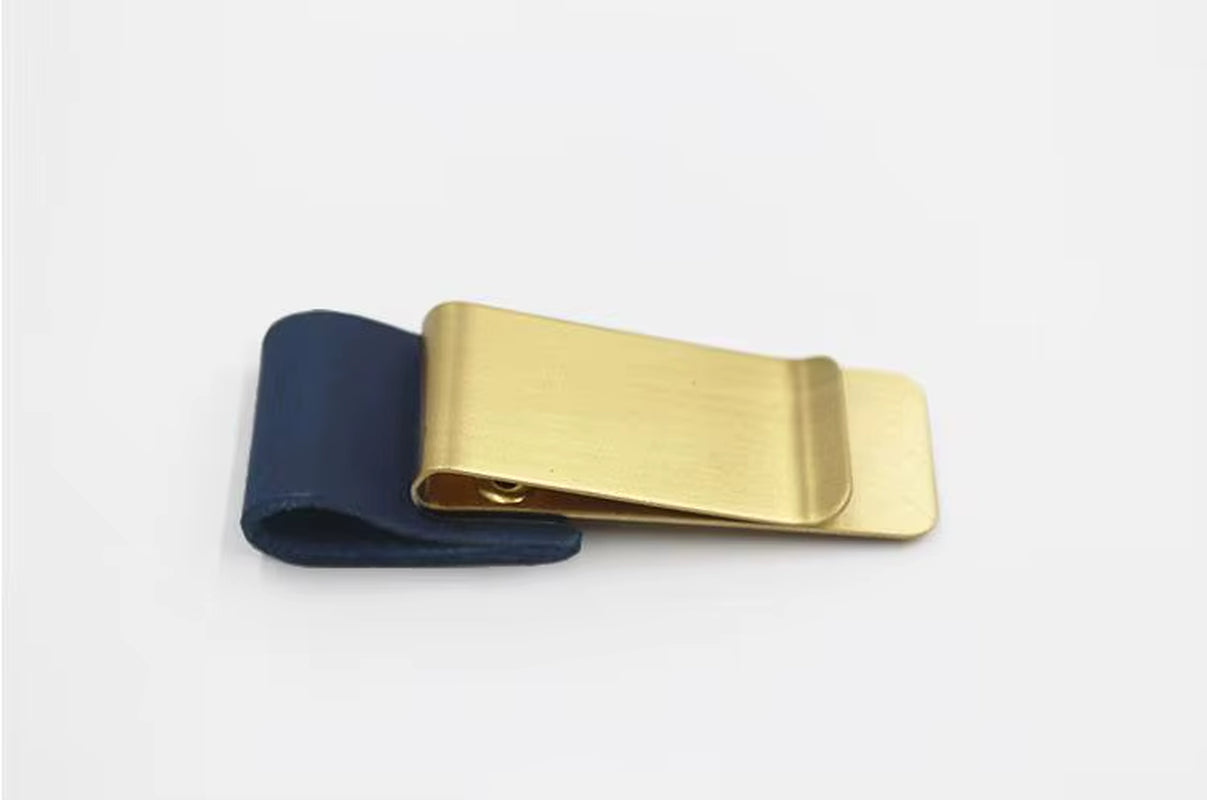 Pen Clip, Retro Metal and leather clip for Journal Notebook - Stainless Steel Pen Holder