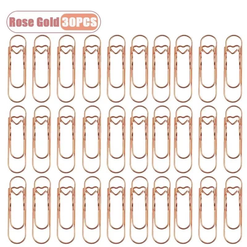 10 Piece Heart Shaped Pen Clips For Journal or Notebook, Creative Bookmark, Page Holders, Metal Pen Clips for Planner, Office Supplies