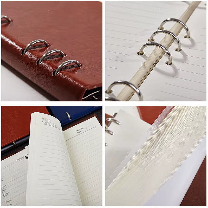 Premium Leather Journal Notebook, Loose-Leaf Binder with 100 pages, in A4, A5, A6, and B5 Sizes - Detachable Notepad Stationery