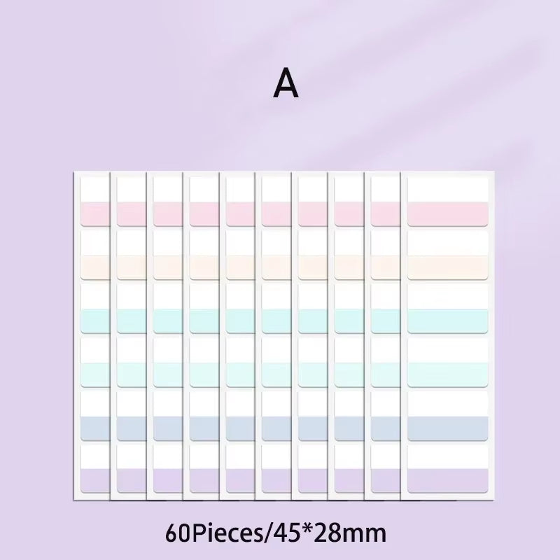 Vintages Index Stickers PET Material Notes School Supplies Creative Stationery Color Labels 60/120/240Pcs/Pack  