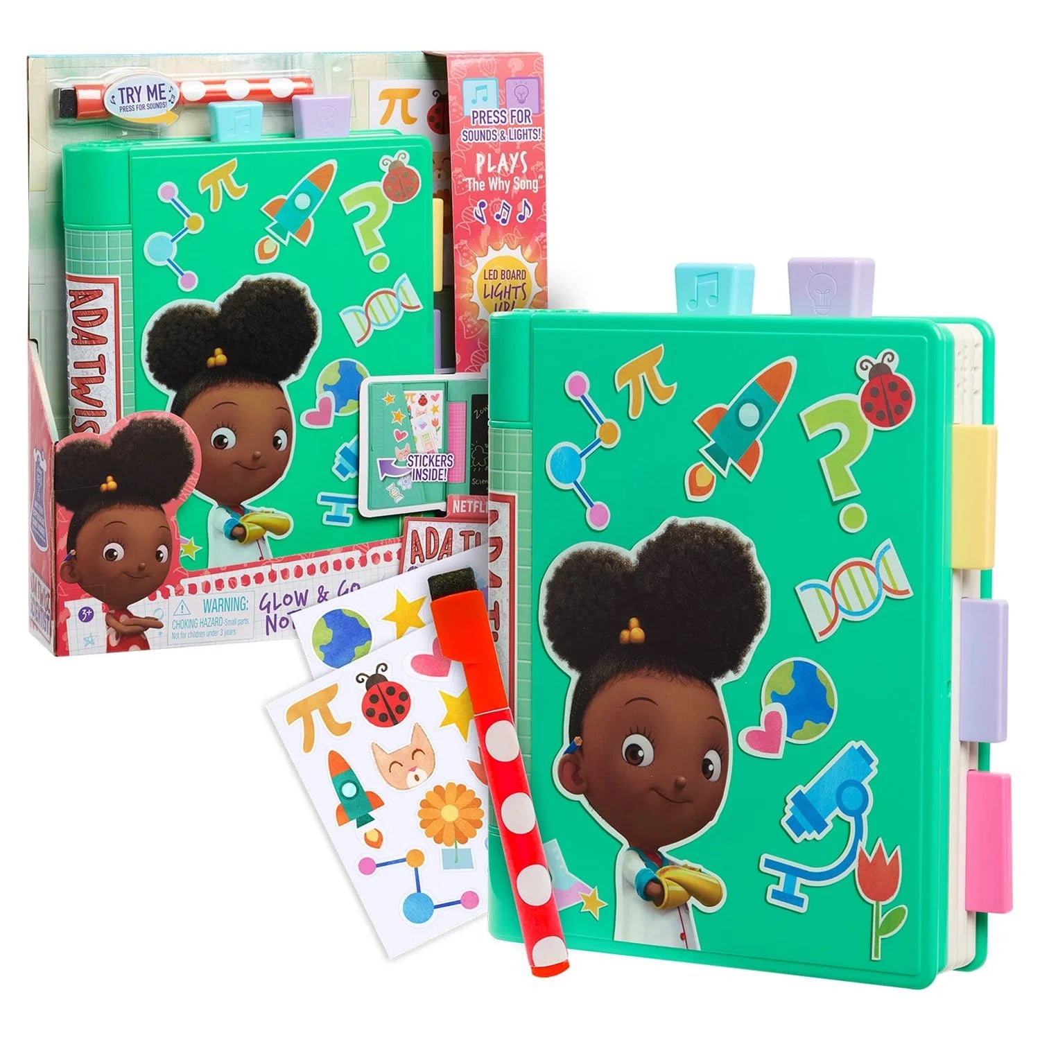 Glow and Go Notebook, Lights up and Plays the "The Why Song", Includes Experiment Card, Kids Toys for Ages 3 Up, Gifts and Presents