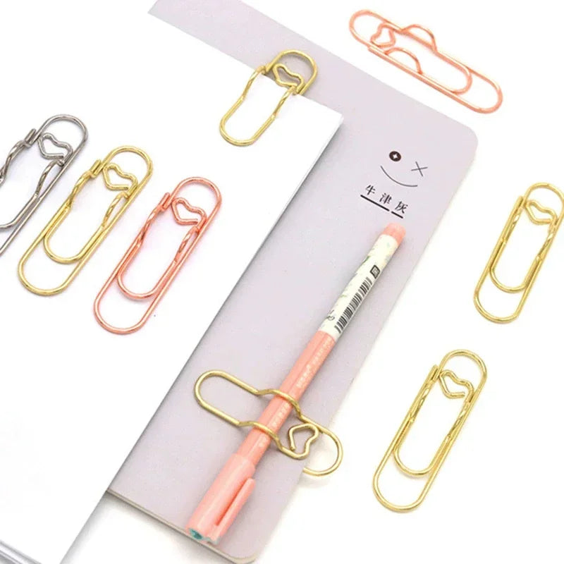 10 Piece Heart Shaped Pen Clips For Journal or Notebook, Creative Bookmark, Page Holders, Metal Pen Clips for Planner, Office Supplies