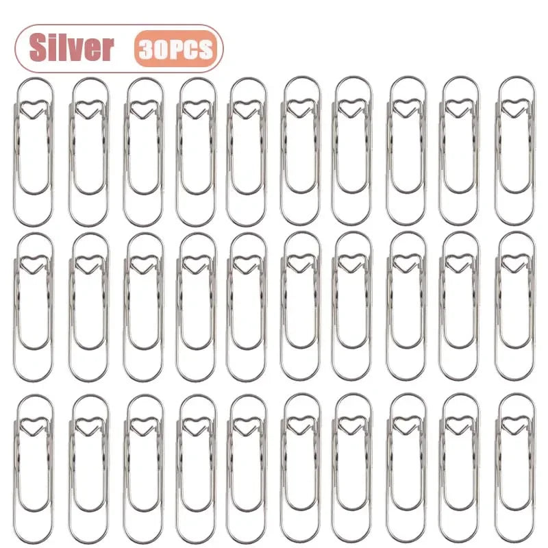 10 Piece Heart Shaped Pen Clips For Journal or Notebook, Creative Bookmark, Page Holders, Metal Pen Clips for Planner, Office Supplies