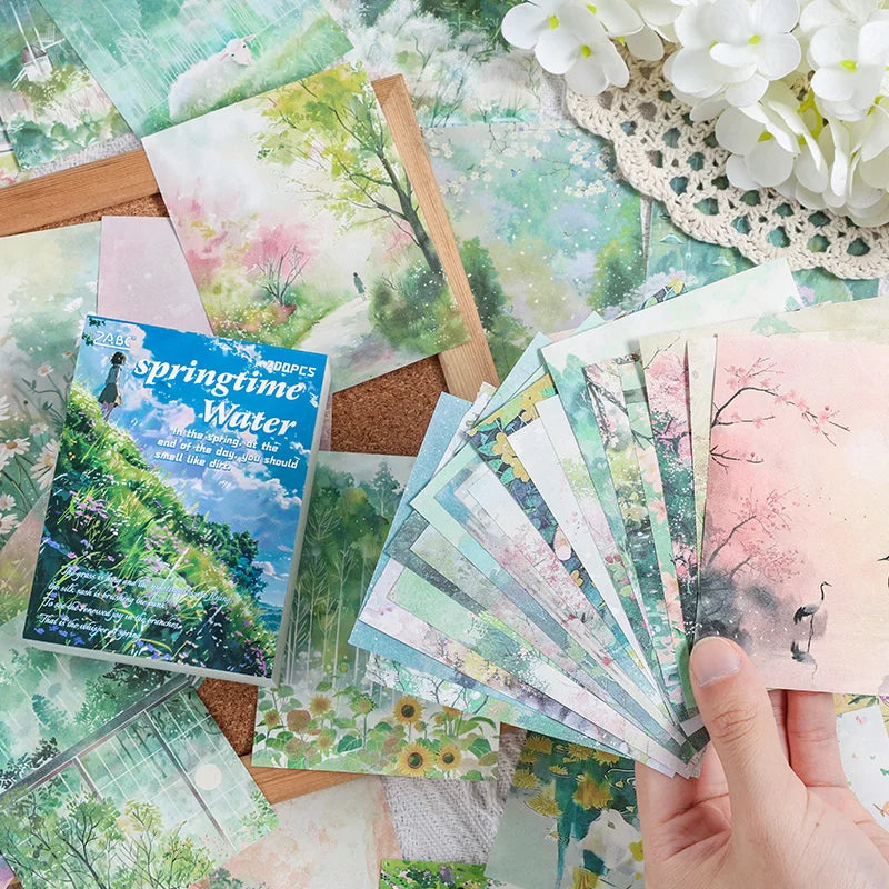 200 Sheet Four Seasons Landscape Material Paper Decor Diary Album Scrapbooking Material Background Paper Junk Journal Supplies