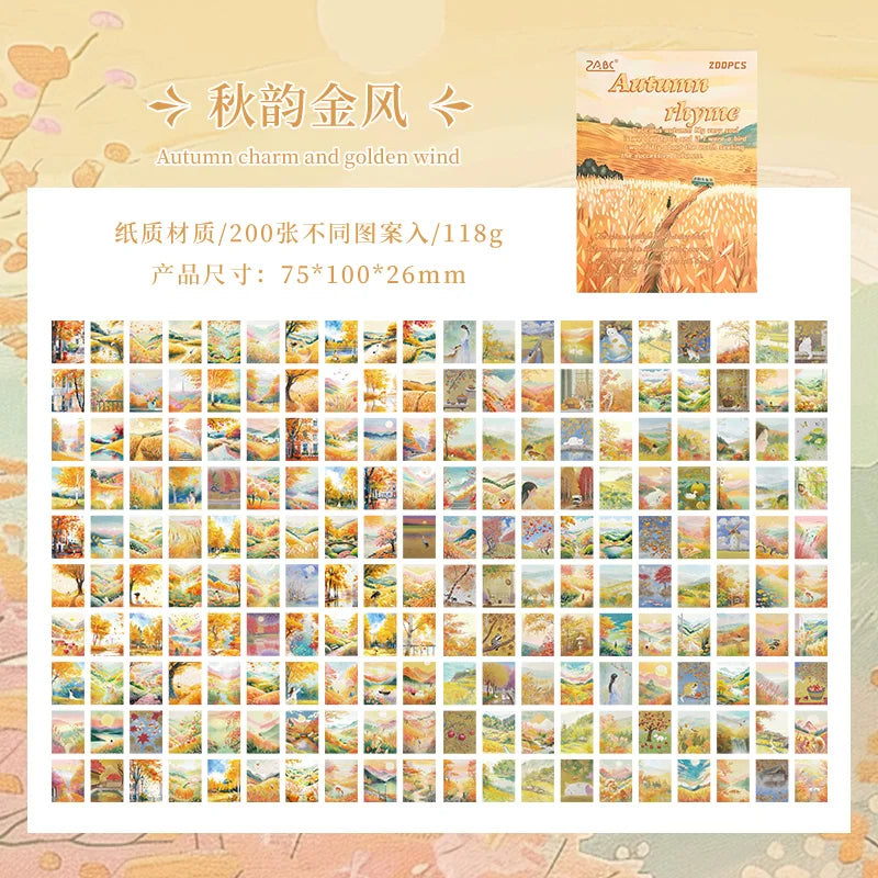 200 Sheet Four Seasons Landscape Material Paper Decor Diary Album Scrapbooking Material Background Paper Junk Journal Supplies