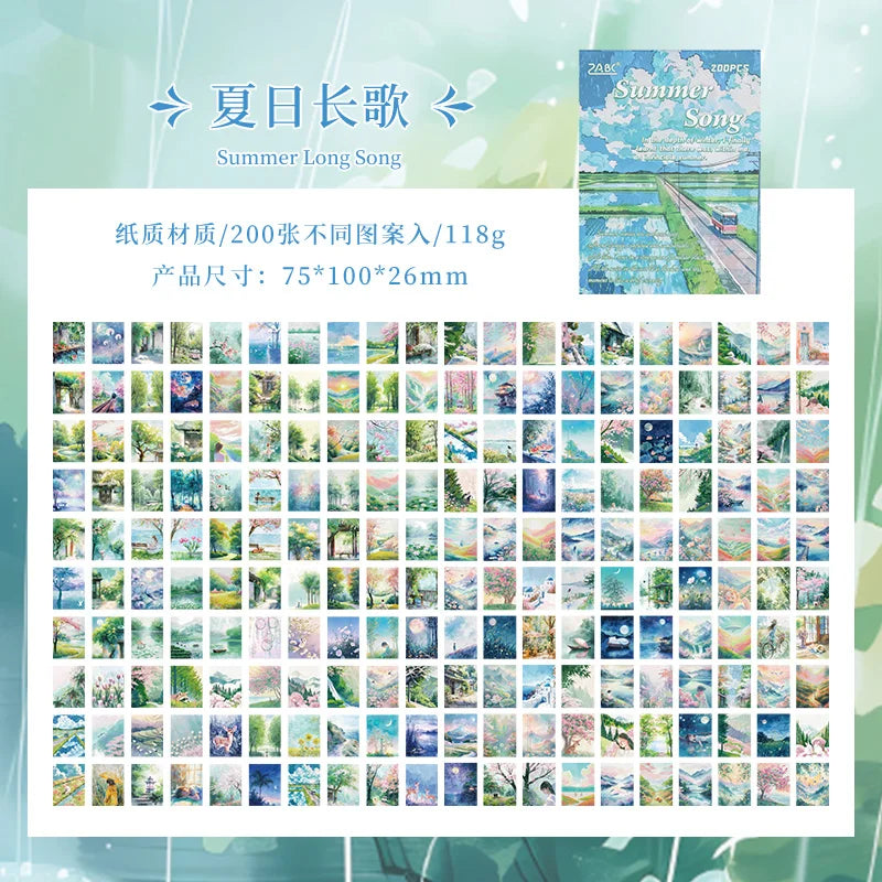 200 Sheet Four Seasons Landscape Material Paper Decor Diary Album Scrapbooking Material Background Paper Junk Journal Supplies
