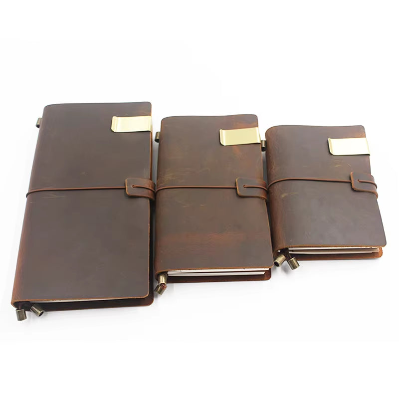 Pen Clip, Retro Metal and leather clip for Journal Notebook - Stainless Steel Pen Holder