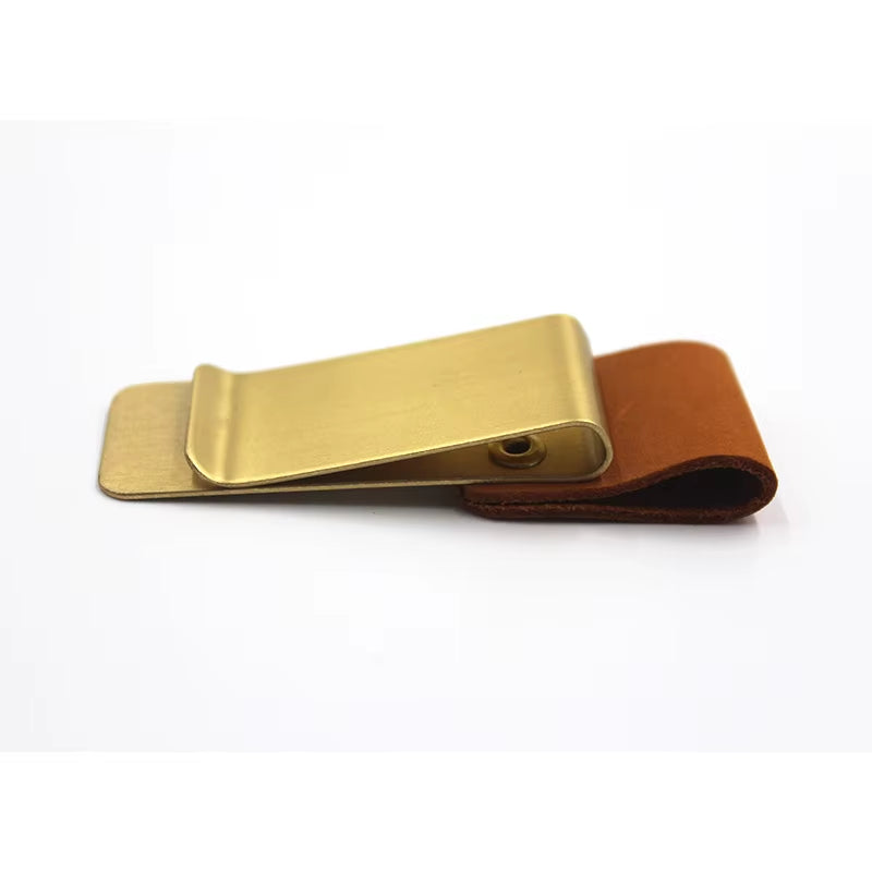 Pen Clip, Retro Metal and leather clip for Journal Notebook - Stainless Steel Pen Holder