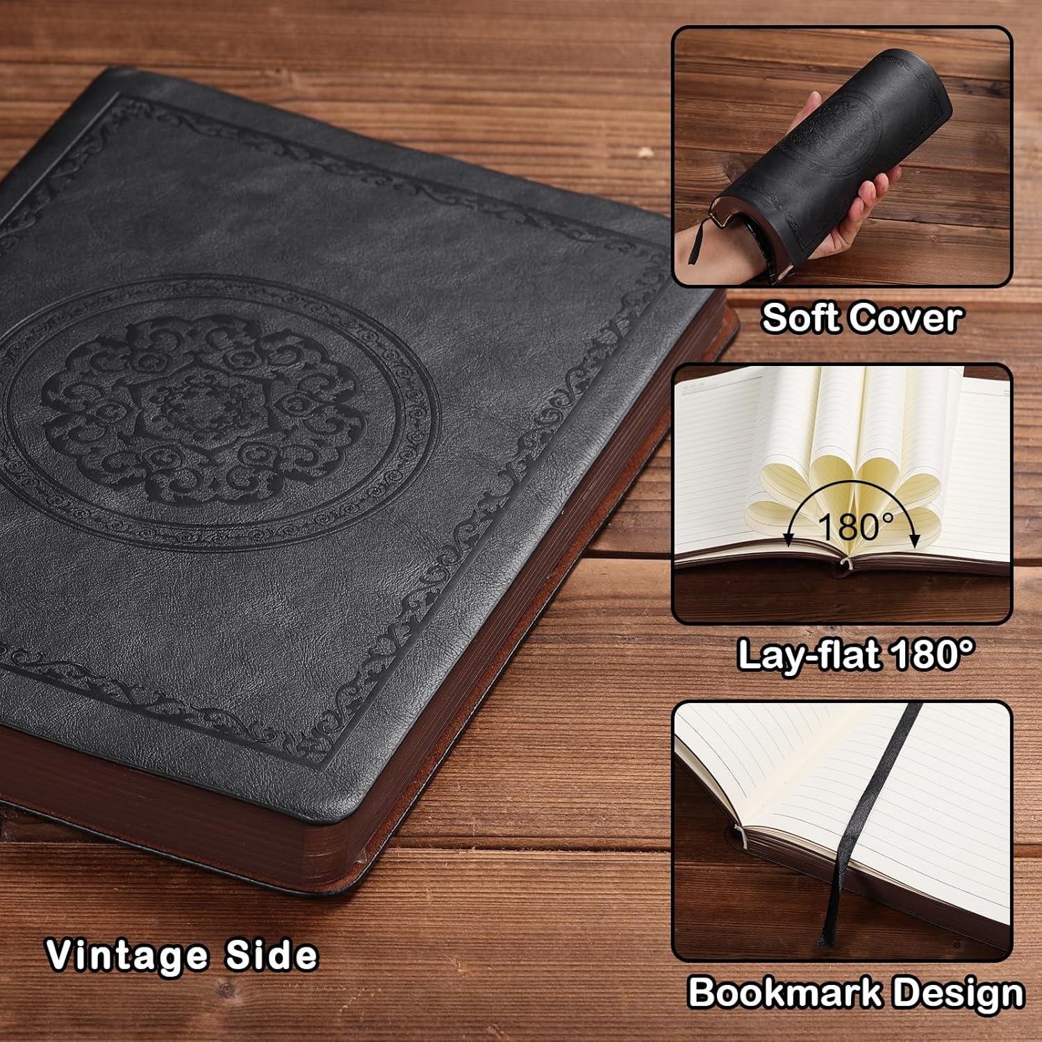 Leather Vintage Journal Notebook, 300 Pages, Leather Softcover Lined Journal