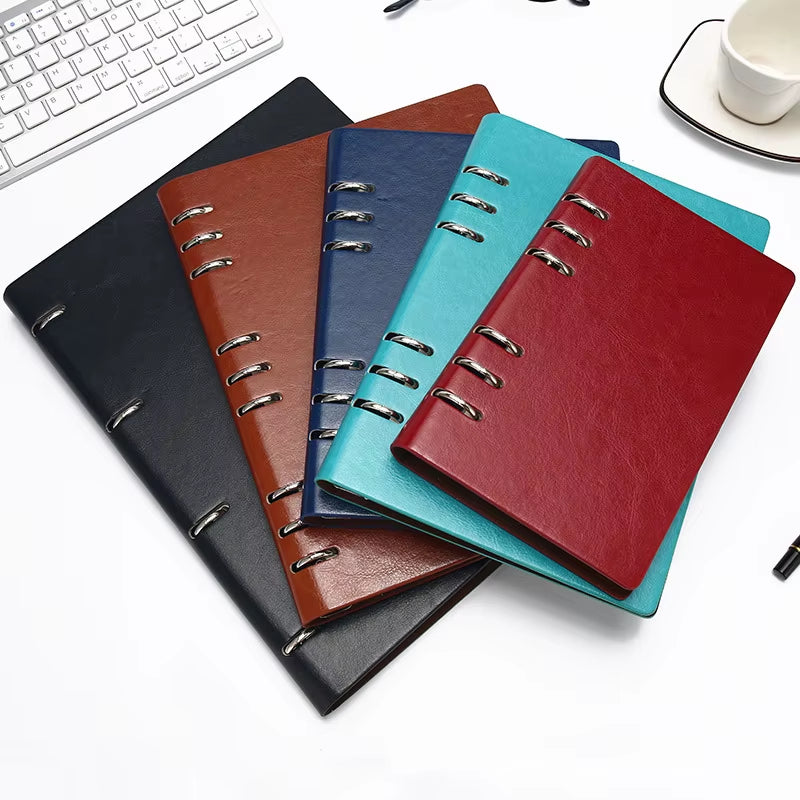 Premium Leather Journal Notebook, Loose-Leaf Binder with 100 pages, in A4, A5, A6, and B5 Sizes - Detachable Notepad Stationery