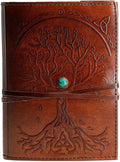 Leather Journal in Brown 7X5 Refillable Lined Paper Tree of Life Handmade Writing Notebook Diary Leather Bound Daily Notepad for Women and Men Writing Pad for Artist Sketch