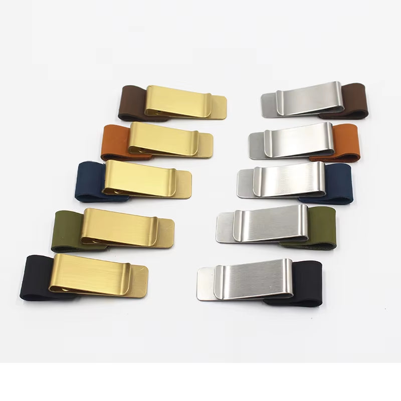 Pen Clip, Retro Metal and leather clip for Journal Notebook - Stainless Steel Pen Holder