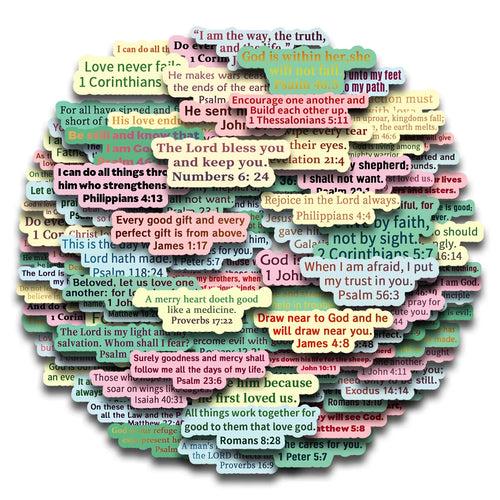 100Pcs Colorful Bible Verse Stickers,Religious Scripture Quotes Sticker,Inspirational Decorative Decals for Planner Scrapbooking