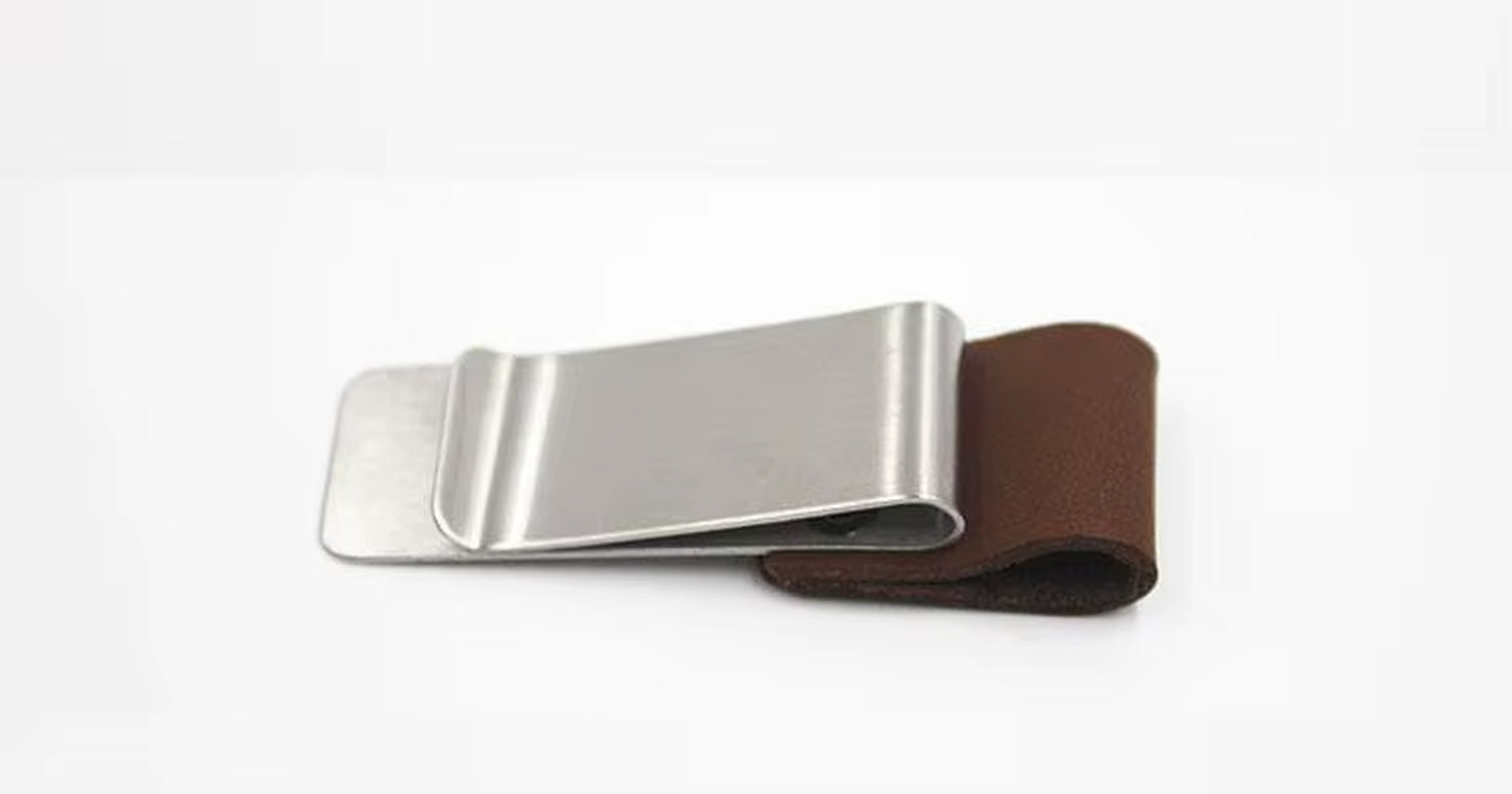Pen Clip, Retro Metal and leather clip for Journal Notebook - Stainless Steel Pen Holder